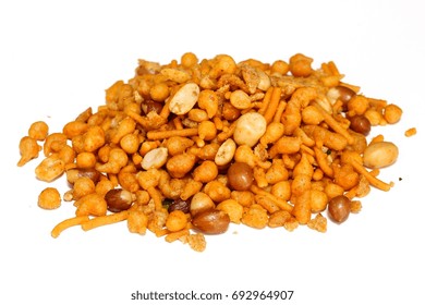 Mixture Isolated On White / Gluten Free Indian Spicy Snack Mix