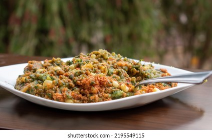 A Mixture Of Mukimo And Minced Meat Stew . Mukimo Is A Traditional Kenyan Food.