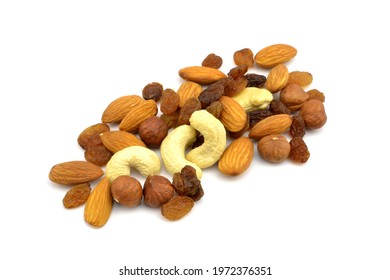 A Mixture Of Nuts And Raisins