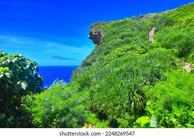 Miyakojima, Okinawa Prefecture, in the midsummer of sunny weather. Scenery of Muygar Cliff in Miyakojima. - Shutterstock ID 2248269547