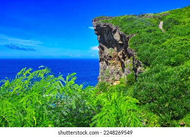 Miyakojima, Okinawa Prefecture, in the midsummer of sunny weather. Scenery of Muygar Cliff in Miyakojima. - Shutterstock ID 2248269549