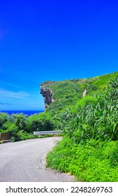 Miyakojima, Okinawa Prefecture, in the midsummer of sunny weather. The scenery of the south coast road and the Muygar Cliff of Miyako Island - Shutterstock ID 2248269763