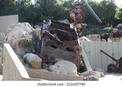 MLEETA, LEBANON - 27 07 2021 :
The Israeli Merkava Tank Is A Remnant Of The Lebanon War With Hezbollah 