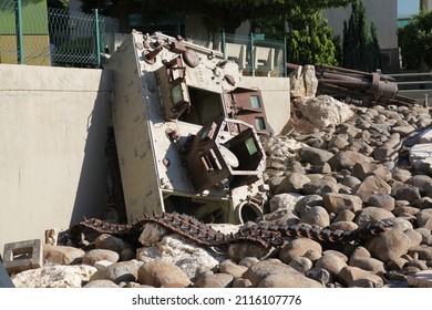 MLEETA, LEBANON - 27 07 2021 :
The Israeli Merkava Tank Is A Remnant Of The Lebanon War With Hezbollah 