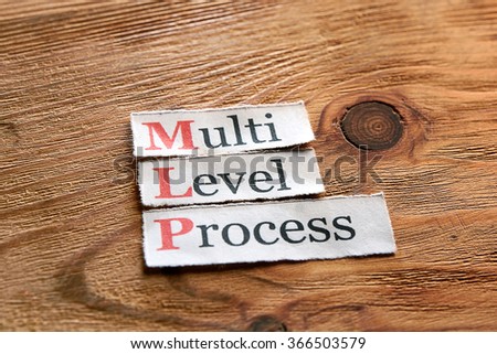 MLP- Multi Level Process  written on paper on wooden background