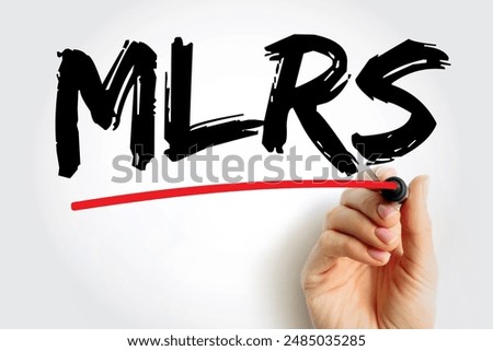 MLRS - Multiple Launch Rocket System is an American armored, self-propelled, multiple rocket launcher, acronym concept background