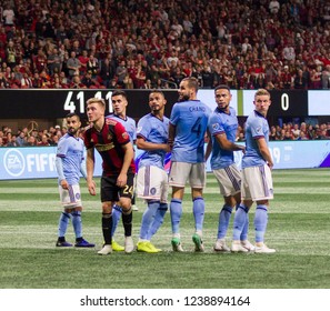 MLS - Players On Soccer Field Atlanta United Host New York City Football Club On November 11th 2018 At The Mercedes Benz Stadium Atlanta Georgia - USA