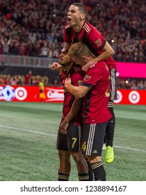 MLS - Players On Soccer Field Atlanta United Host New York City Football Club On November 11th 2018 At The Mercedes Benz Stadium Atlanta Georgia - USA