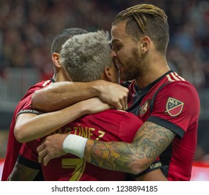 MLS - Players On Soccer Field Atlanta United Host New York City Football Club On November 11th 2018 At The Mercedes Benz Stadium Atlanta Georgia - USA