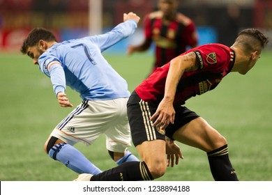 MLS - Players On Soccer Field Atlanta United Host New York City Football Club On November 11th 2018 At The Mercedes Benz Stadium Atlanta Georgia - USA