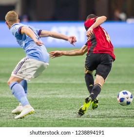 MLS - Players On Soccer Field Atlanta United Host New York City Football Club On November 11th 2018 At The Mercedes Benz Stadium Atlanta Georgia - USA