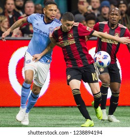 MLS - Players On Soccer Field Atlanta United Host New York City Football Club On November 11th 2018 At The Mercedes Benz Stadium Atlanta Georgia - USA