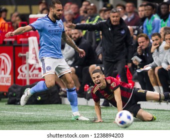 MLS - Players On Soccer Field Atlanta United Host New York City Football Club On November 11th 2018 At The Mercedes Benz Stadium Atlanta Georgia - USA