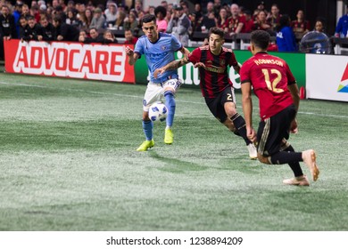 MLS - Players On Soccer Field Atlanta United Host New York City Football Club On November 11th 2018 At The Mercedes Benz Stadium Atlanta Georgia - USA