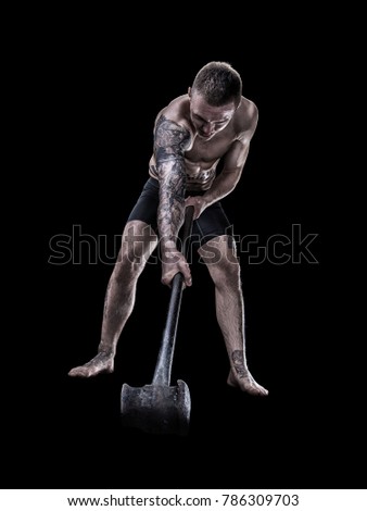 MMA fighter with hammer isolated