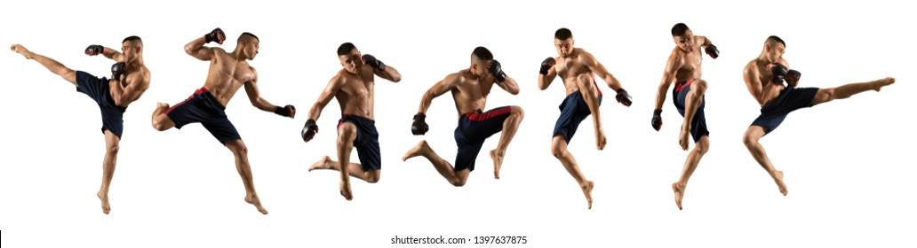 MMA Male Fighter Isolated On White Background