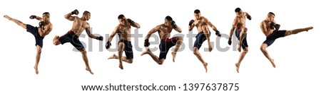 MMA male fighter isolated on white background