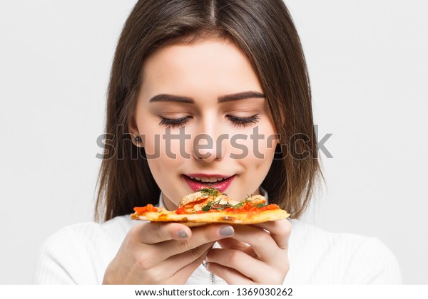 Mmm Delicious Dark Haired Pretty Woman Stock Photo Edit Now