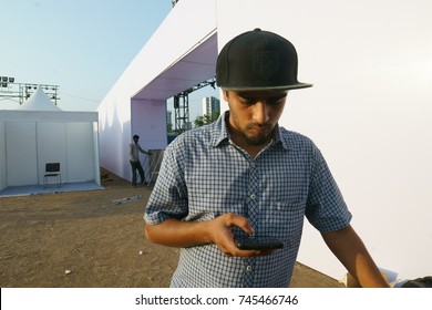 MMRDA Exhibition Grounds, BKC Rd, Mumbai, Maharashtra, India - October 27, 2017 - A Young Guy Wearing A 