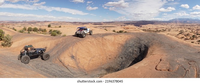 Moab - USA - October 2016: 4x4 Offroad Jeep Race Track In The Moab Sands Flats In Utah, USA.