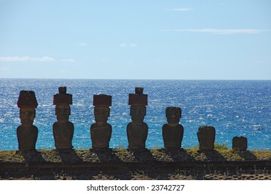 Moai At Anakena Beach