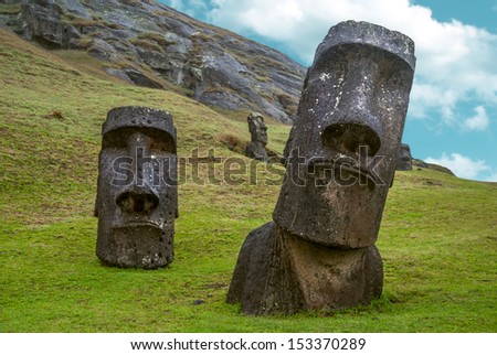 Moai standing in Easter Island , Chile - South America