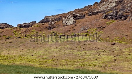 The Moai statues on Easter Island in the Pacific Ocean
