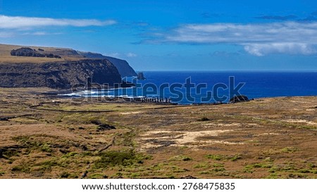 The Moai statues on Easter Island in the Pacific Ocean
