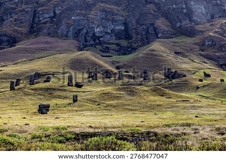 The Moai statues on Easter Island in the Pacific Ocean
