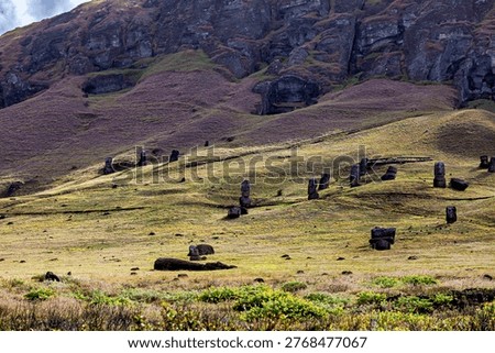 The Moai statues on Easter Island in the Pacific Ocean

