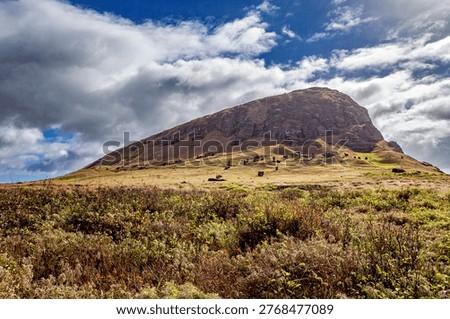 The Moai statues on Easter Island in the Pacific Ocean
