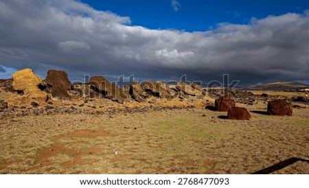 The Moai statues on Easter Island in the Pacific Ocean
