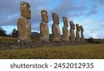 Moais of the Ahu Akivi of Easter Island.