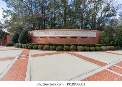 Mobile, AL - January 30, 2021: Entrance Sign For The University Of South Alabama