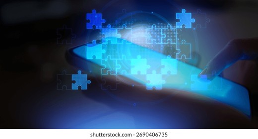 Mobile App Development and UX UI Design Digital Integration Interface on Virtual Screen.