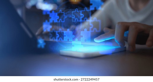 Mobile App Development and UX UI Design Digital Integration Interface on Virtual Screen.