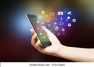 Mobile Application concept.hand holding smart phone - Shutterstock ID 571172662