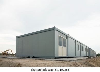 Mobile Building In Industrial Site Or Office Container In Construction Site 