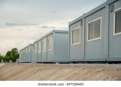 Mobile Building In Industrial Site Or Office Container In Construction Site 