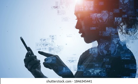 Mobile communication network concept. IoT (Internet of Things). Telecommunication.