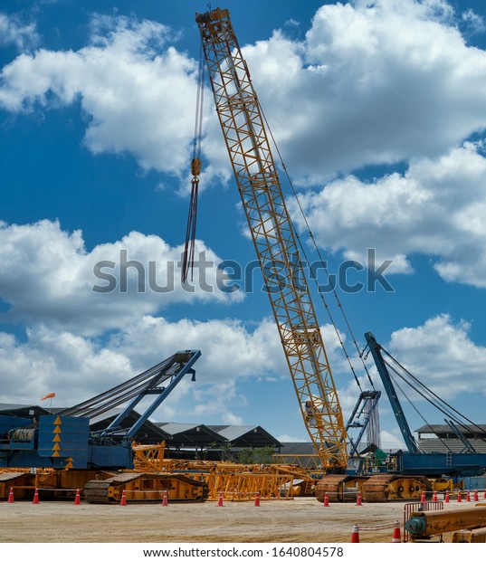 Mobile Crane and Mobile Heavy Crane in\
construction site.                       \
