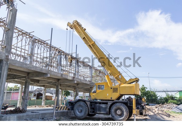 Mobile crane on Construction\
site