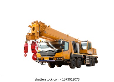 A Mobile Crane On White Background