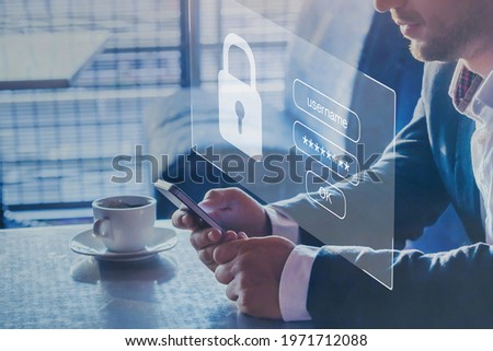 mobile data protection, secure wifi internet connection, cybersecurity concept