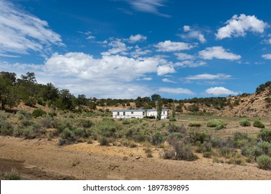 A Mobile Home Along A Road In A Rural Area Of The State Of New Mexico, USA; Concept For Housing Problems And Poverty