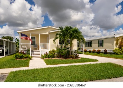 Mobile home with American pride flag