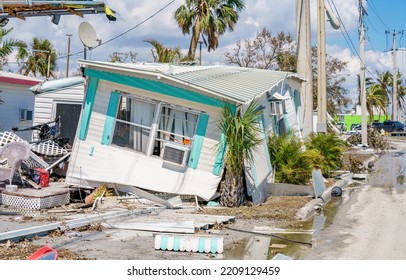 Mobile homes destroyed by Hurricane Ian Fort Myers FL - Shutterstock ID 2209129459