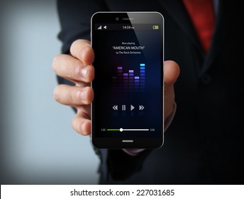 Mobile Music Concept: Audio App On Touchscreen Smartphone