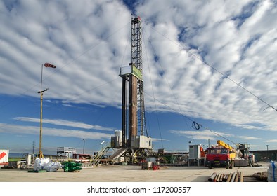 Mobile Oil Drilling Rig During Prospection