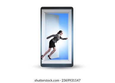 Mobile phone addiction with businesswoman - Shutterstock ID 2369931147